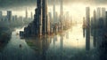 Concept image of a city overtaken by floodwater