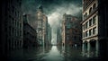 Concept image of a city overtaken by floodwater