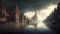 Concept image of a city overtaken by floodwater