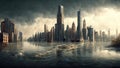 Concept image of a city overtaken by floodwater