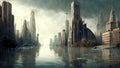 Concept image of a city overtaken by floodwater