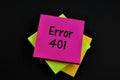 An concept Image of a Error 401 note Royalty Free Stock Photo