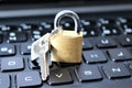 An concept image of lock and a computer Royalty Free Stock Photo