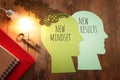 concept image ofnew mindset new results. success and personal development idea