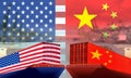 Concept image of USA-China trade war, Economy conflict, US tariffs on exports to China,