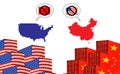 Concept image of USA-China trade war, Economy conflict, US tariffs on exports to China, Tradewar