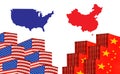 Concept image of USA-China trade war, Economy conflict, US tariffs on exports to China, Tradewar Royalty Free Stock Photo