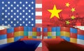 Concept image of USA-China trade war, Economy conflict, US tariffs on exports to China, Tradewar Royalty Free Stock Photo