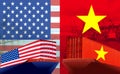 Concept image of USA - Vietnam trade war, Economy conflict, Trade frictions Royalty Free Stock Photo