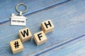 Concept image a wooden block and word - #WFH  WORK FROM HOME Royalty Free Stock Photo