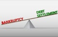 Concept For Imbalance between bankruptcy and debt settlement on scale