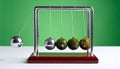 Concept of Impact with a Unique Newtons Cradle Royalty Free Stock Photo