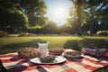 Impression of Juicy Hamburgers and Hot Dogs Picnic on Fourth of July .AI Generated