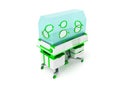 Concept of incubator for children white green 3d rendering on white background