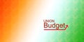 Concept of Indian Union Budget printed on Indian Flag like background