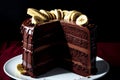 Indulge in the Sinful Delight of a Chocolate Fudge Cake with a Banana Twist.AI Generated