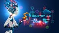 Concept Industry 4.0. Artificial intelligence automation of product manufacturing on smart factory. Ai uses intellectual