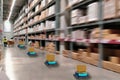 Concept industry 4.0 robotic Artificial Intelligence,Autonomous Robot of warehouse logistic,smart Automated delivery vehicle in