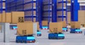 Concept industry 4.0 robotic Artificial Intelligence,Autonomous Robot of warehouse logistic,smart Automated delivery vehicle in