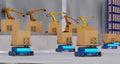 Concept industry 4.0 robotic Artificial Intelligence,Autonomous Robot of warehouse logistic,smart Automated delivery vehicle in