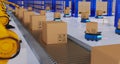 Concept industry 4.0 robotic Artificial Intelligence,Autonomous Robot of warehouse logistic,smart Automated delivery vehicle in