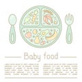 Concept of info poster with baby food plate