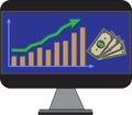 Concept of infographic trading stock market growing for management design, analysis, business and investment. on monitor