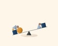 Concept information asymmetry. overweight. geometric shapes lie on swing balancer