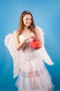 Concept of innocent girl. Love card. Valentines day. Cupid cute angel - Concept of Valentines Day. Love concept. Fashion