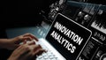 Concept of Innovation Analytics with Digital Graphs and Data Insights on a Laptop Screen. Asymptotic smart data analytic Royalty Free Stock Photo