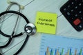 Concept of Insurance Endorsements write on sticky notes isolated on Wooden Table