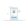 Concept interface design login screen on your mobile device. Register or Login to the application.