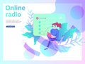 Concept of internet online radio streaming listening, people relax listen dance. Music applications, playlist online