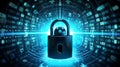 concept of internet safety and personal data privacy as a shielded lock protecting a network against hacker attacks, Generative AI Royalty Free Stock Photo