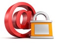 Concept internet security: red at e-mail symbol with padlock