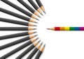 Concept of intolerance facing homosexual community with for symbol of pencils. Royalty Free Stock Photo