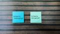 Concept of Intrinsic Motivation or Extrinsic Motivation write on sticky notes isolated on Wooden Table Royalty Free Stock Photo