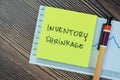 Concept of Inventory shrinkage write on sticky notes isolated on Wooden Table Royalty Free Stock Photo