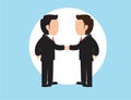 Concept of investment in the business. Two businessmen shake hands,flat style. Vector
