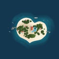 Island, paradise, top view, heart shape, dream