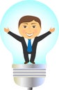 Concept isolated icon with bulb and happy man