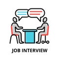 Concept of Job Interview icon, modern flat thin line design vector illustration