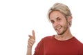 Young man laughing pointing with fingers Royalty Free Stock Photo