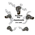 Concept on Juneteenth, Freedom day. Hands with broken chain Royalty Free Stock Photo