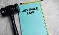 Concept of Juvenile Law write on book isolated on Wooden Table Royalty Free Stock Photo