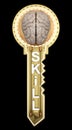 Concept key with text skill and brain