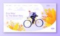Concept of landing page on ecology, environmentally friendly transport and healthy, active lifestyle theme.