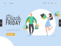 Concept of landing page on shopping theme, Black friday online Sale. Illustration for mobile website and web page design Royalty Free Stock Photo