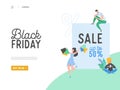 Concept of landing page on shopping theme, Black friday online Sale. Illustration for mobile website and web page design Royalty Free Stock Photo