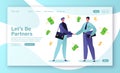 Concept for landing page on successful business, partnership. Royalty Free Stock Photo